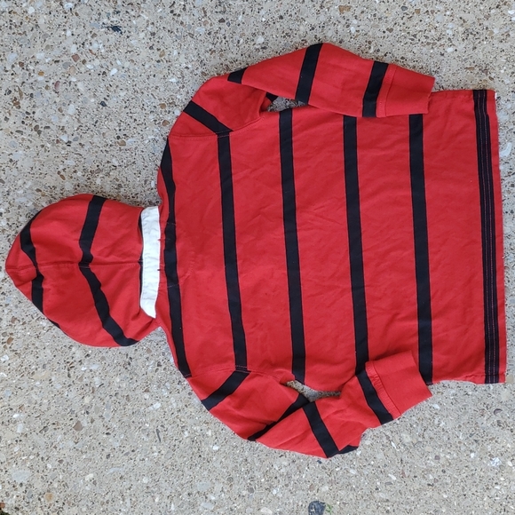 Polo Ralph Lauren Long Sleeve Hooded Pullover Polo Red Black Stripe Youth 6 - Picture 6 of 8